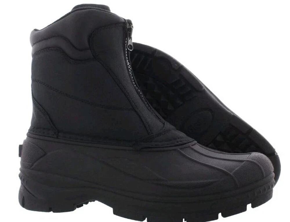 Totes Cassel Mens 12 Black Waterproof Insulated Winter Snow Boots Front Zip